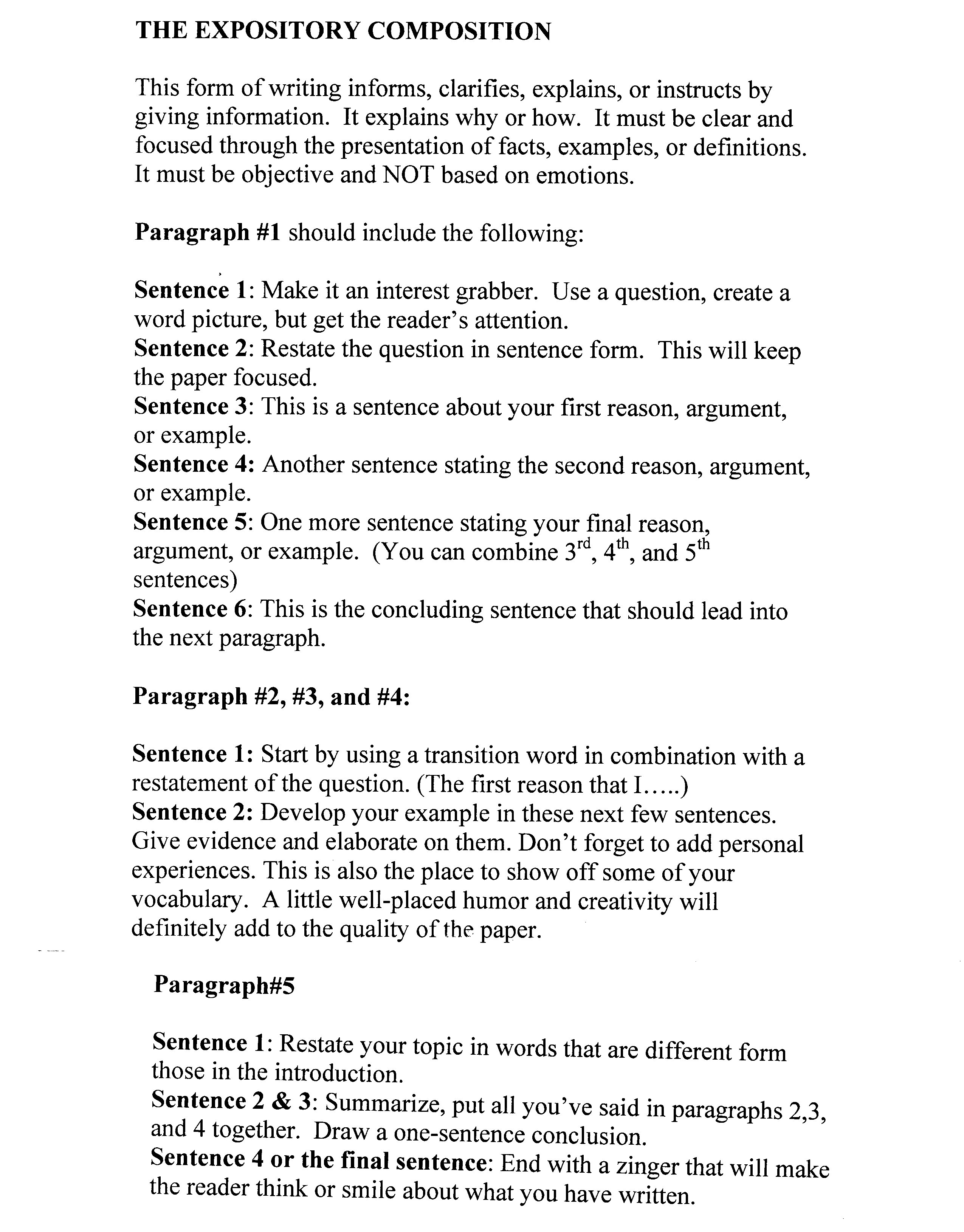 Outline for expository essay