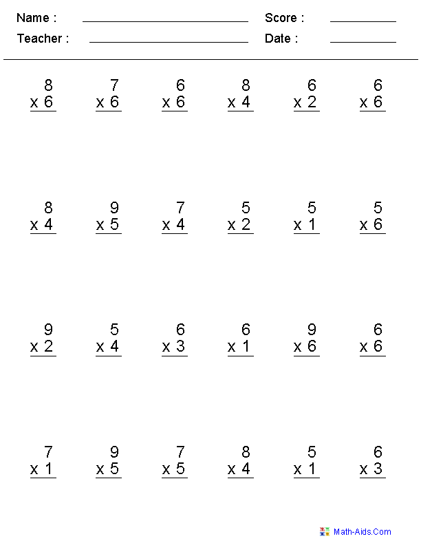 1st Grade Math Multiplication Worksheets Printable