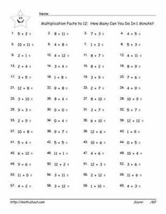 Math Timed Tests Multiplication Printable