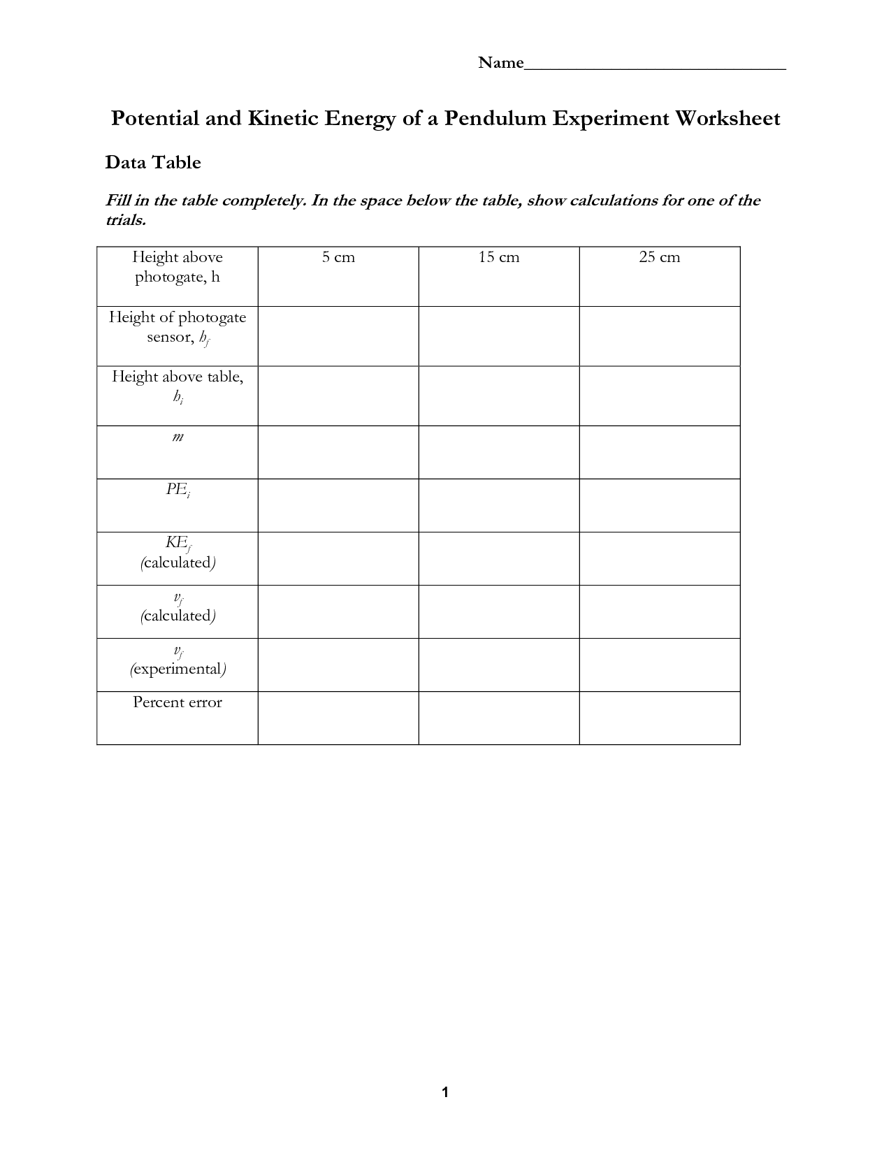 Energy Transformation Worksheet Answers
