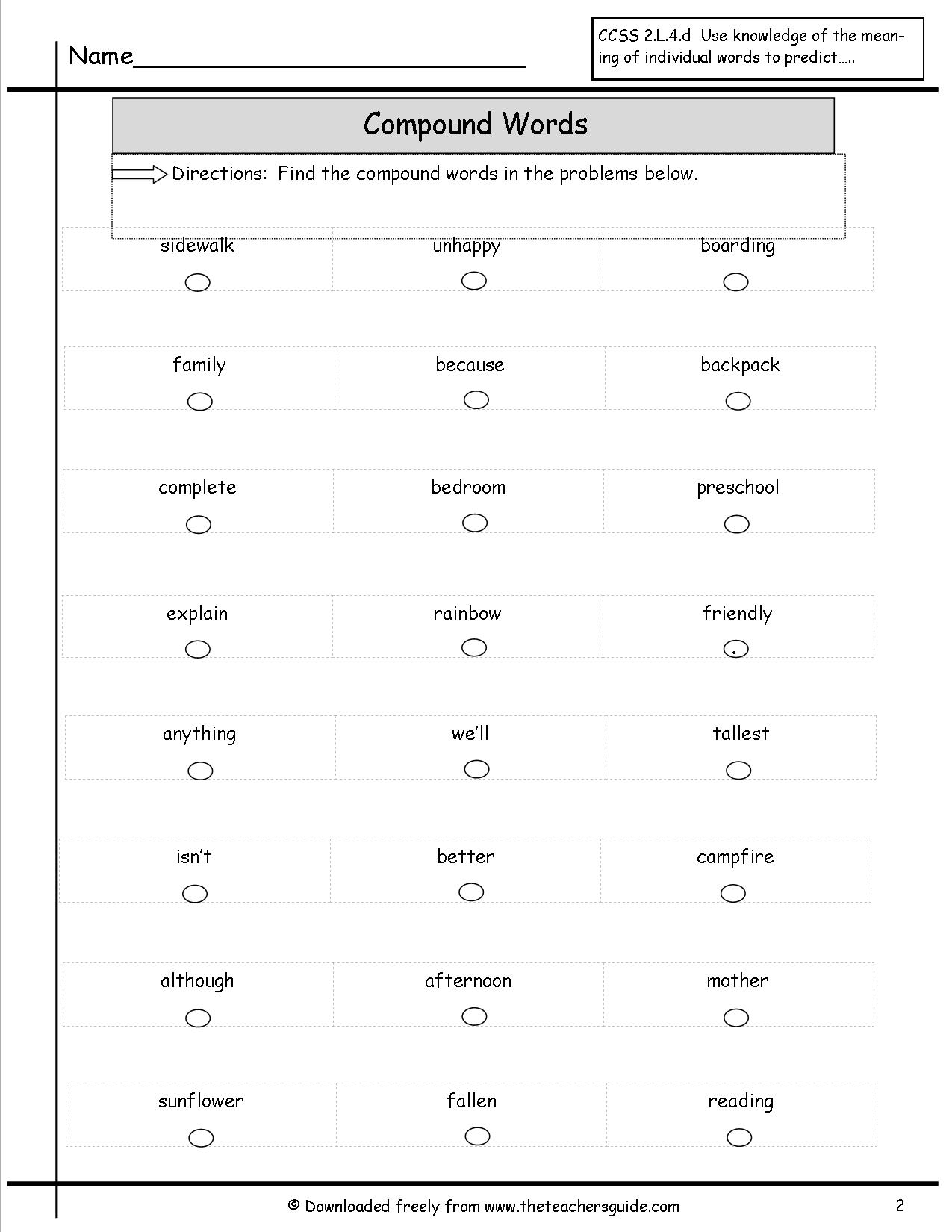 12 Best Images Of Compound Words Worksheets 5th Grade Compound 