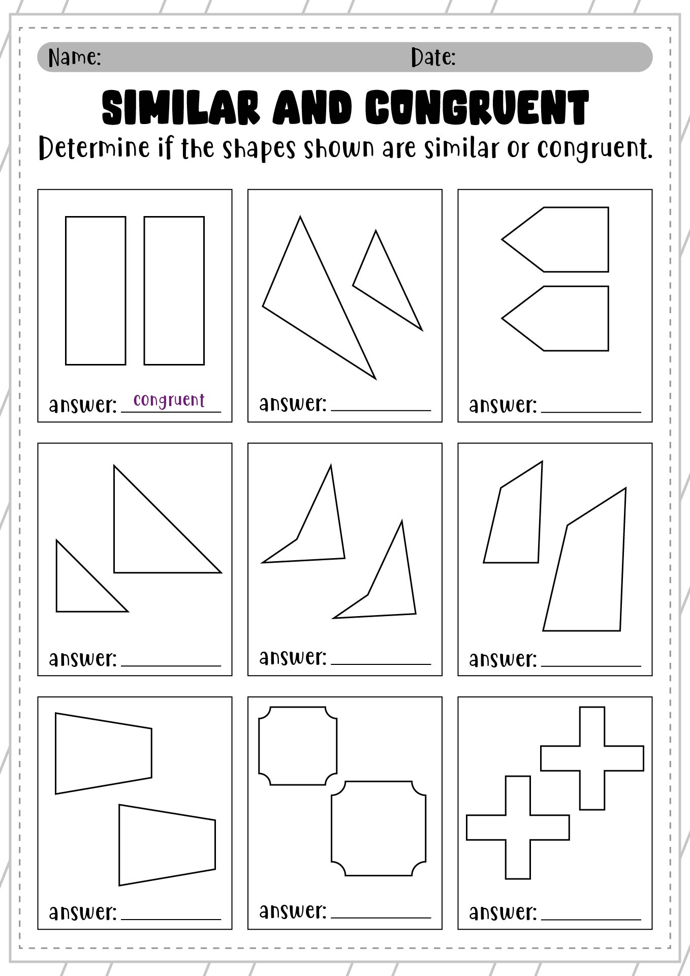 Scale Factor Worksheet 7th Grade