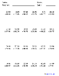 Long Multiplication Decimals Worksheets