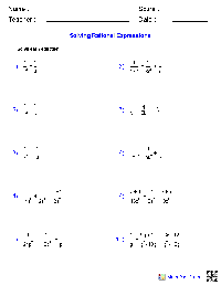 Solving Equations with Rational Expressions Worksheet