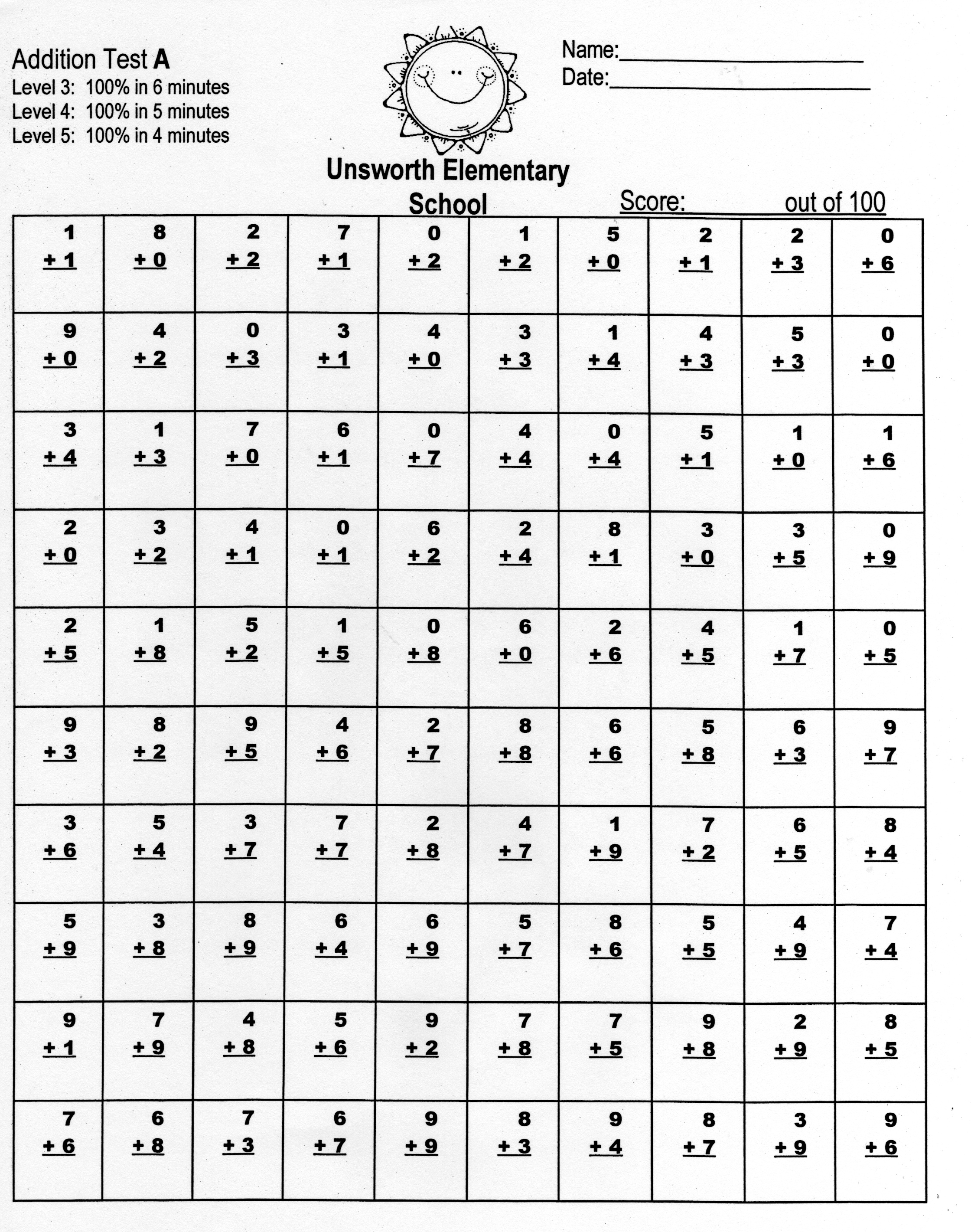 math-timed-tests-printable