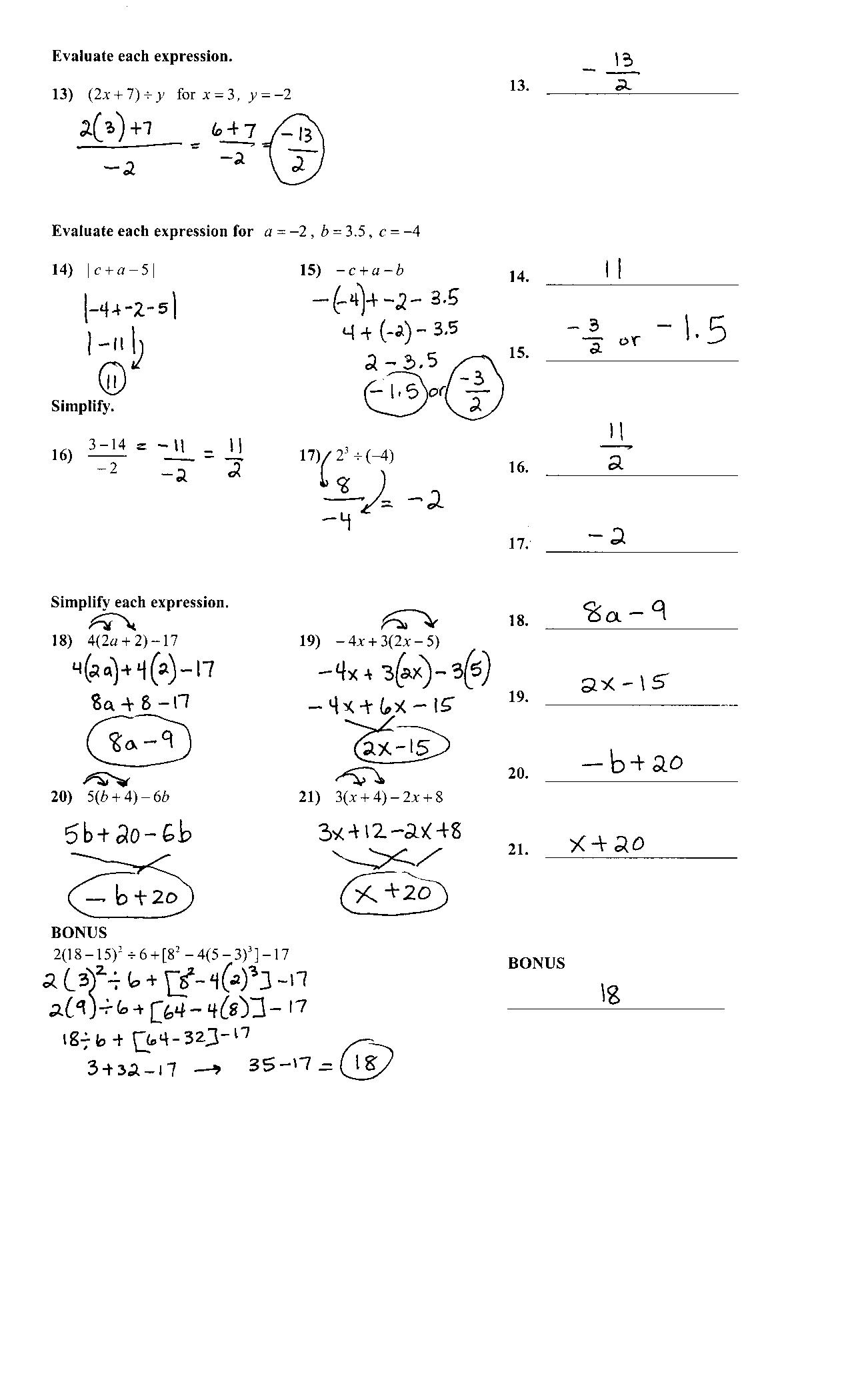 14 Best Images of Algebra 1 Review Worksheet With Answers - Algebra 1