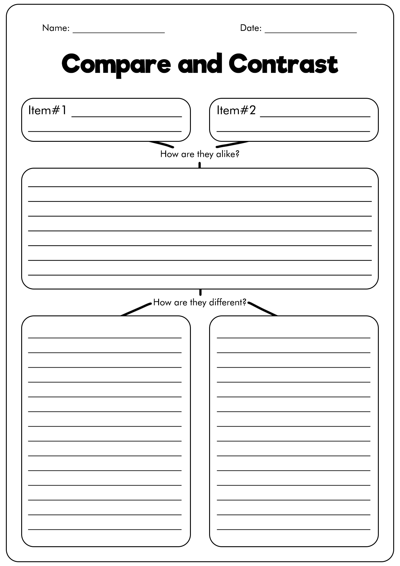 15 Best Images Of Blank Compare And Contrast Worksheets Compare And 