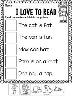 reading short worksheets sentences kindergarten phonics practice printable activities cvc words sentence read vowel worksheet grade match prep comprehension printables