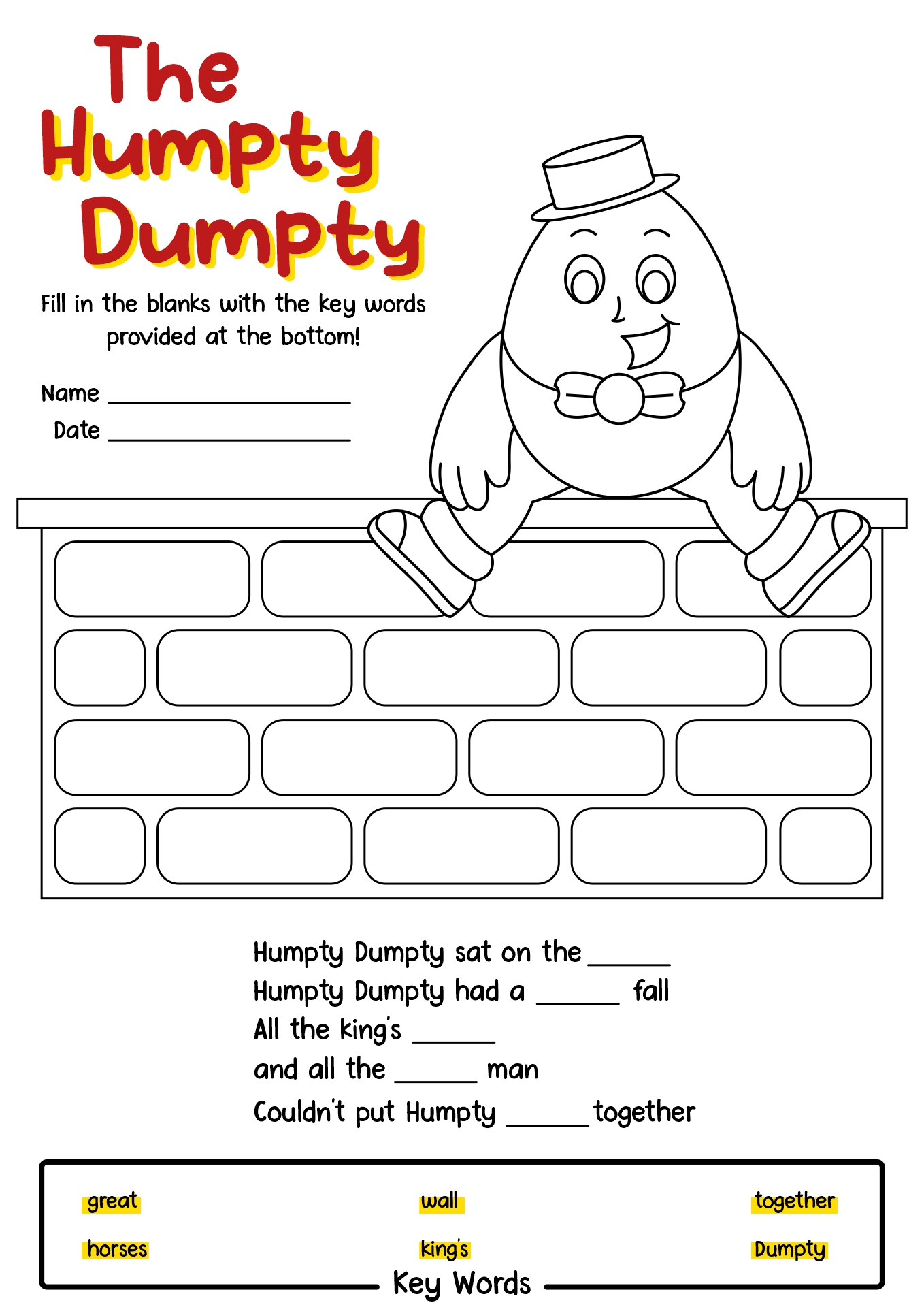 14 Best Images of Worksheets Humpty Dumpty Preschool Crafts Humpty