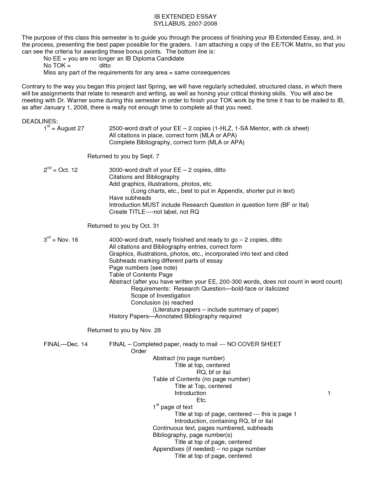 ib extended essay bibliography format