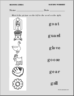 15 Best Images of Opposite Matching Worksheet Preschool  Letter G