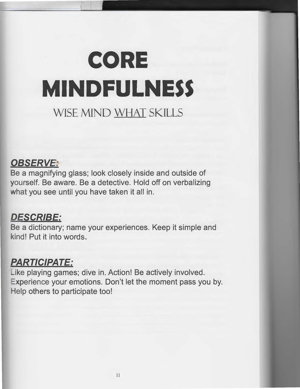 Mindfulness DBT Skills Worksheet