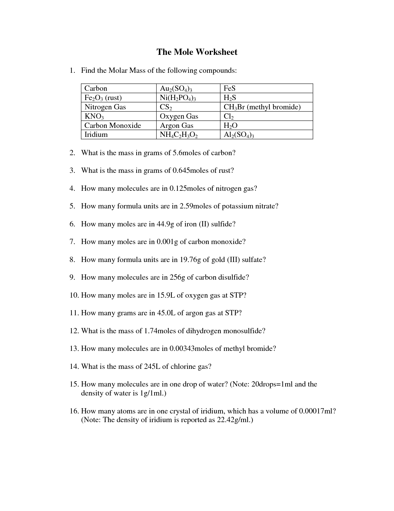 18 Best Images of Moles Worksheet With Answers - Mole Ratio Worksheet