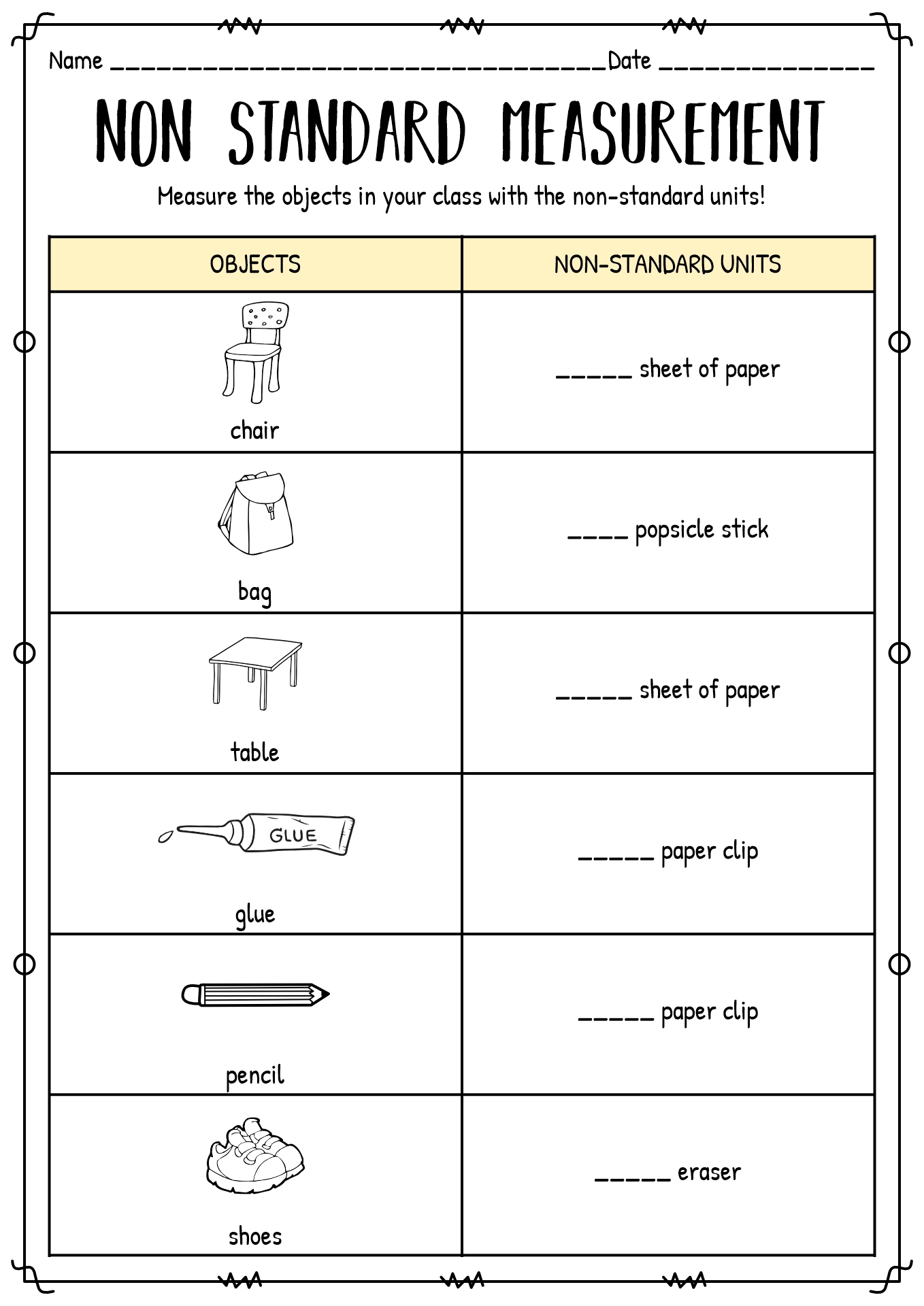 Free Printable Non Standard Measurement Worksheets