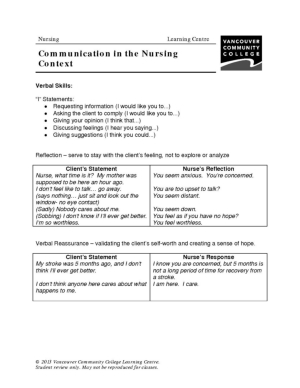Nursing Communication Worksheet