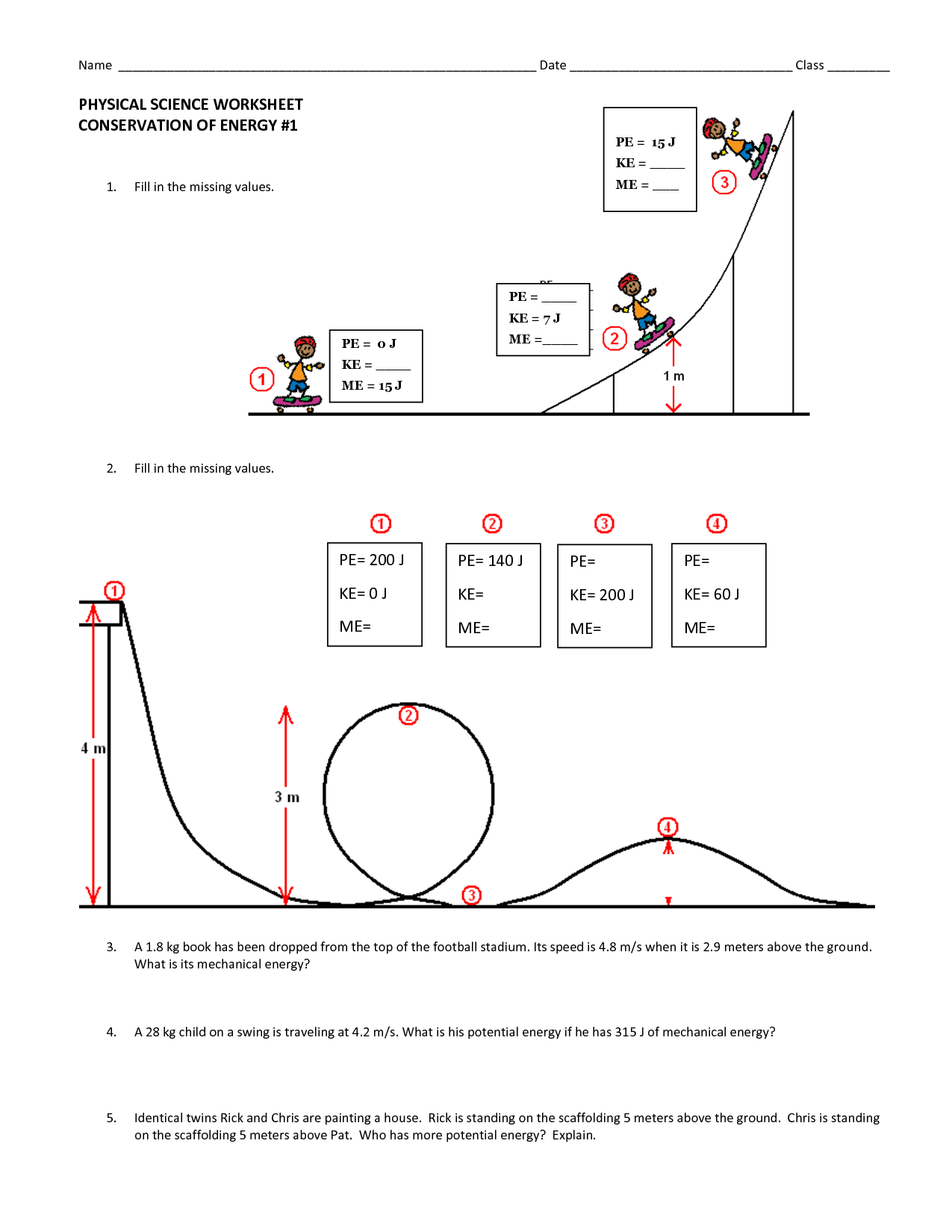 Conservation of mechanical energy worksheet Conservation of mechanical energy worksheet image