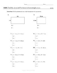 Area and Perimeter Worksheet for 5th Grade Answer Key