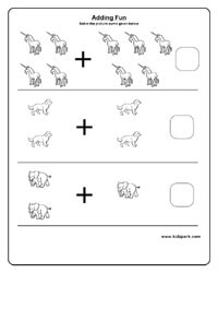 Dog Picture Addition Worksheets for Kids