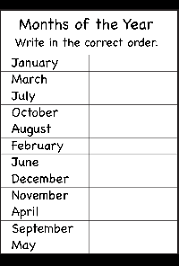 Printable Month of Year Worksheet
