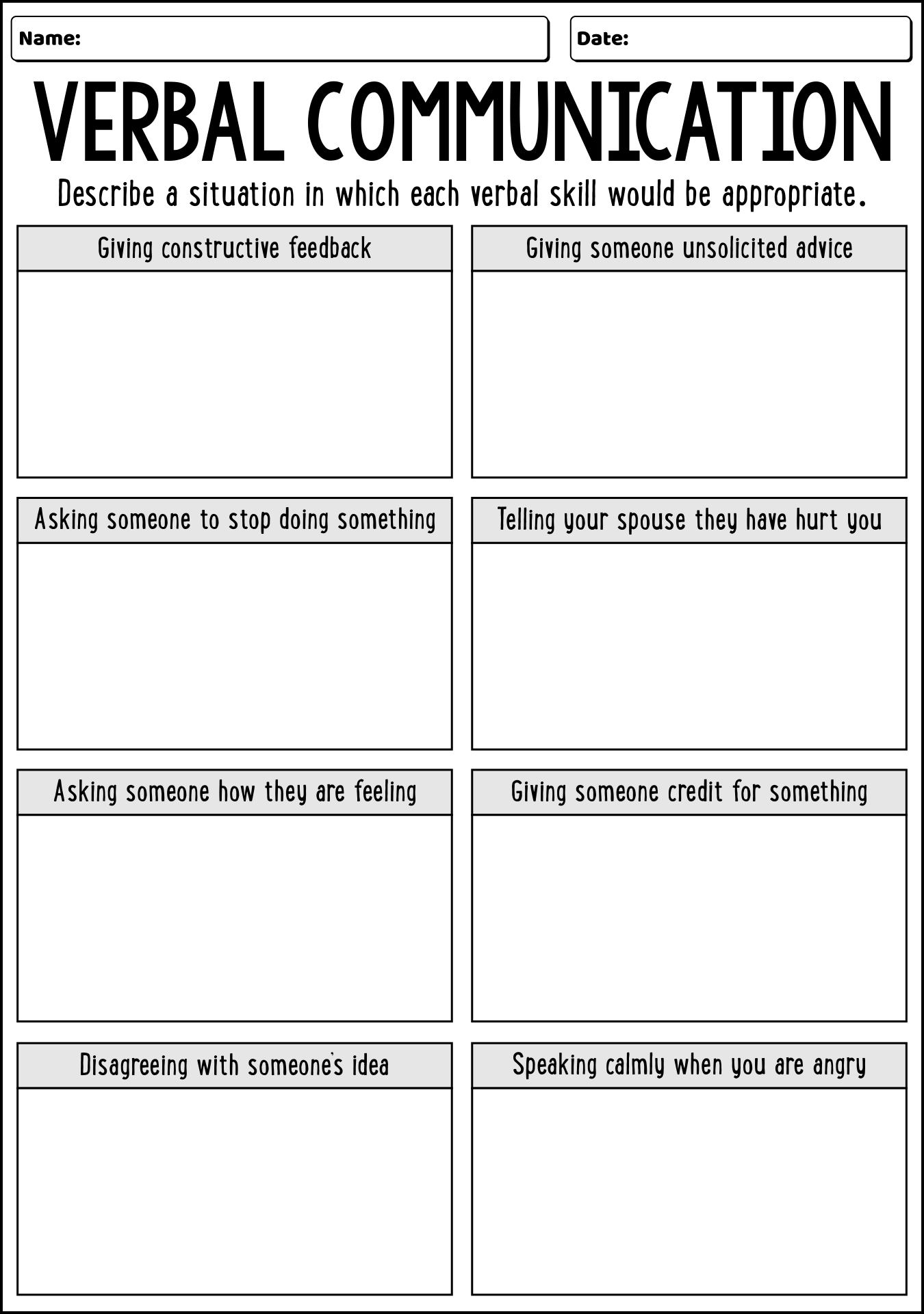 English Communication Skills Worksheets