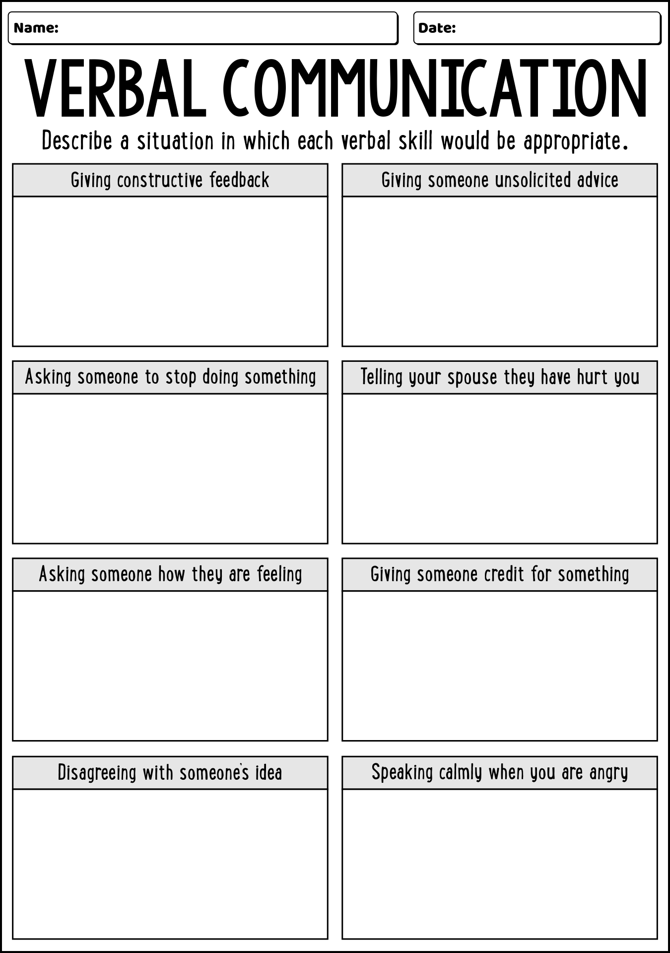 12 Best Images Of Effective Communication Skills Worksheets Printable Social Skills Worksheets