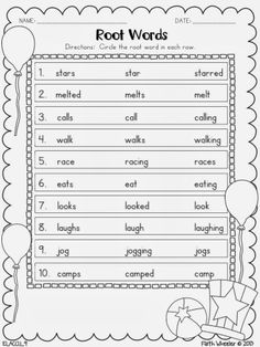 1st Grade Worksheets ROOT-WORDS