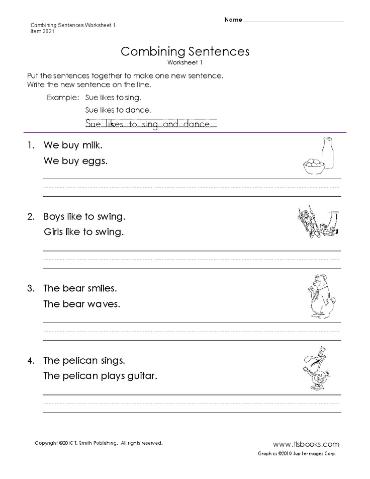 Combining Two Sentences With A Conjunction Worksheet