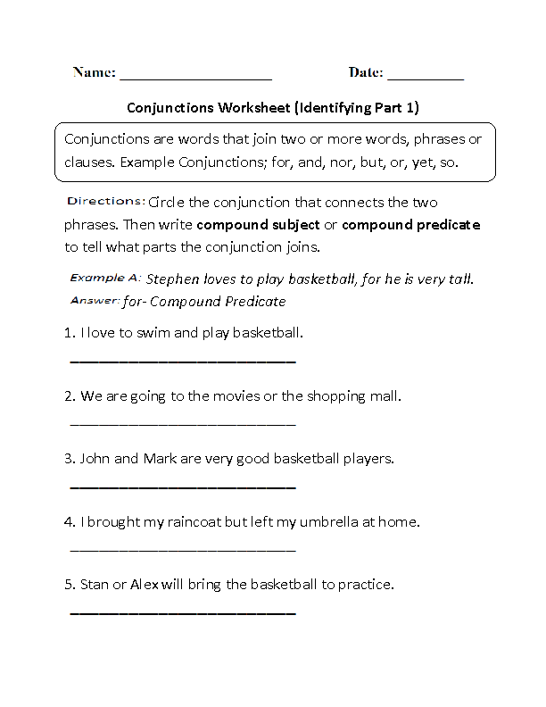 20 Best Images Of Free Conjunction Worksheets First Grade Conjunction Worksheets 1st Grade