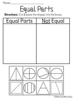 Equal and Unequal Parts Worksheets