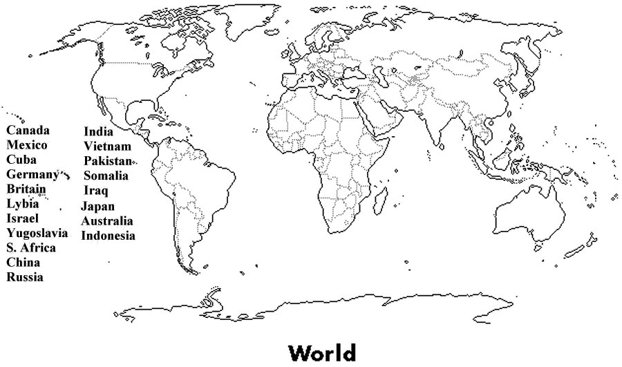 Printable Blank World Map Worksheets