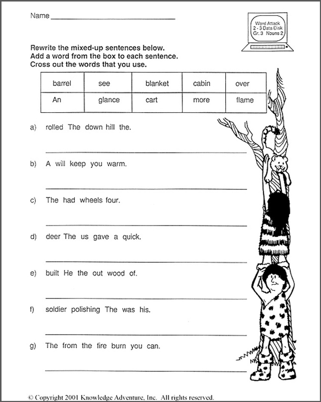 Free Sentence Scramble Worksheets Worksheet