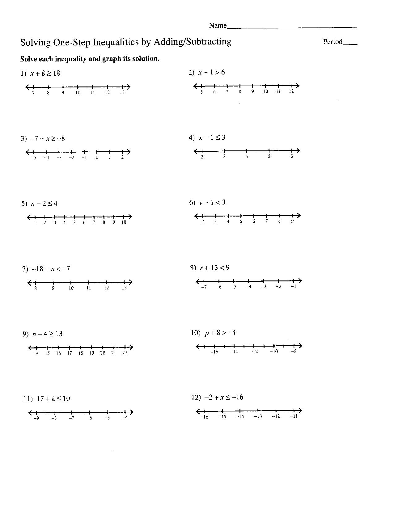 Inequalities With Negative Numbers Worksheet