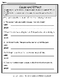 Free Cause and Effect Worksheets