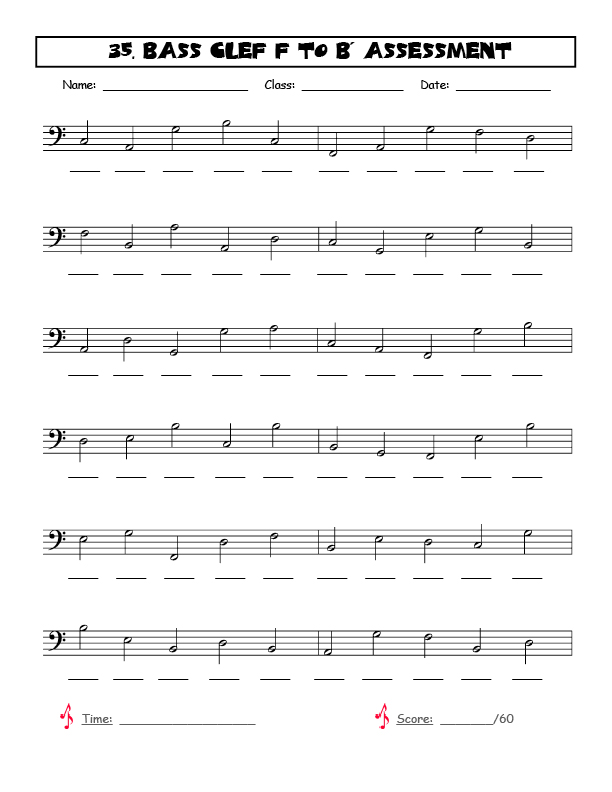Treble and Bass Clef Note Name Worksheets