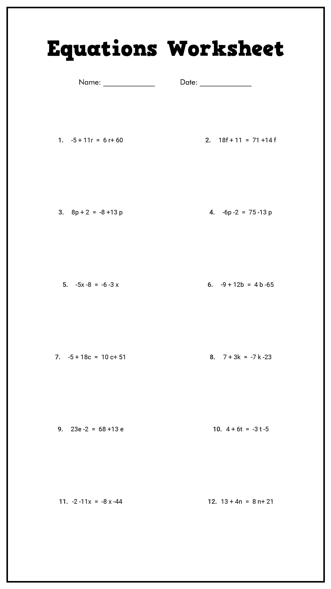 10 Best Images of Solve Two-Step Equations Printable Worksheet - Two