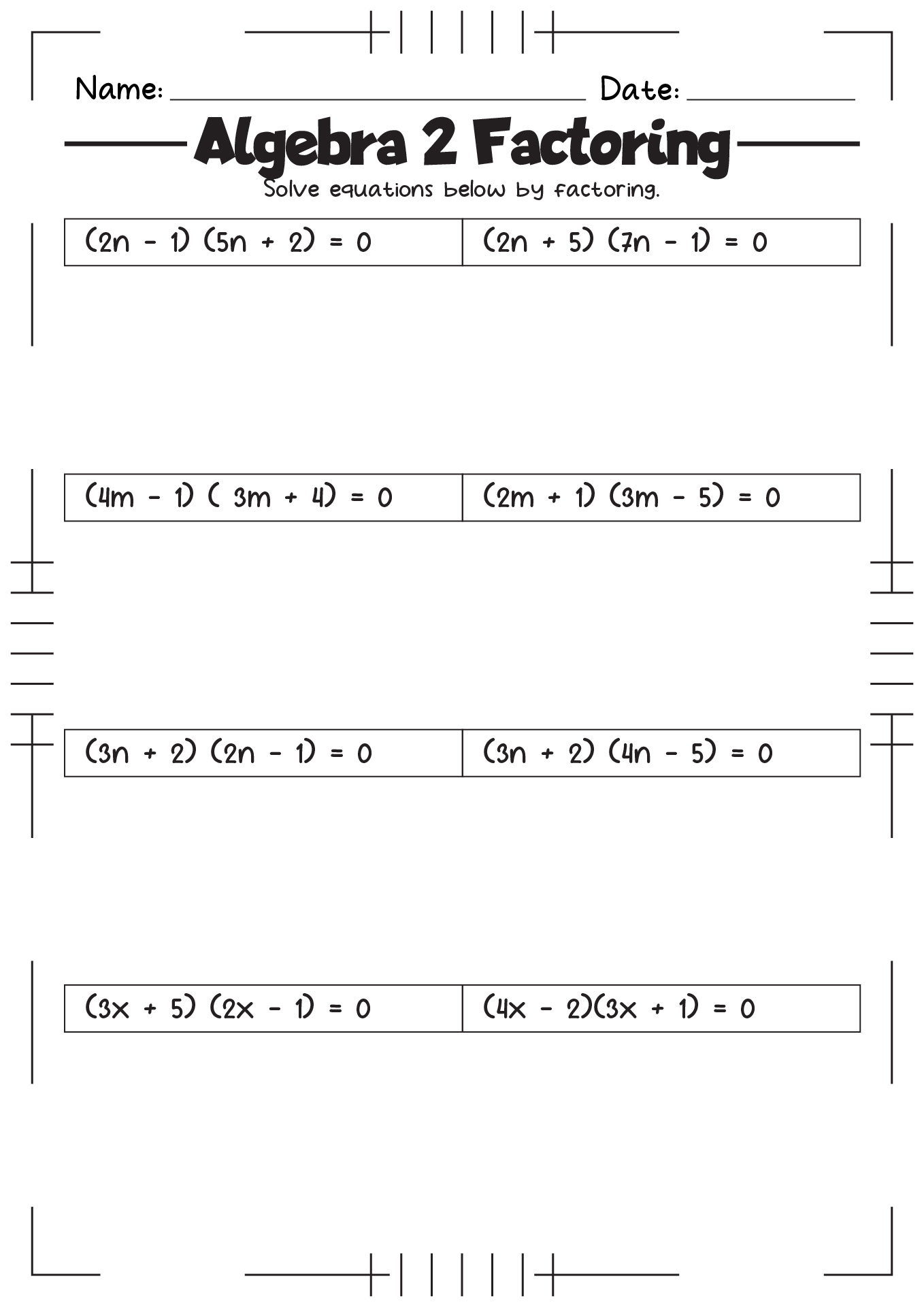 Factor Each Polynomial Worksheet