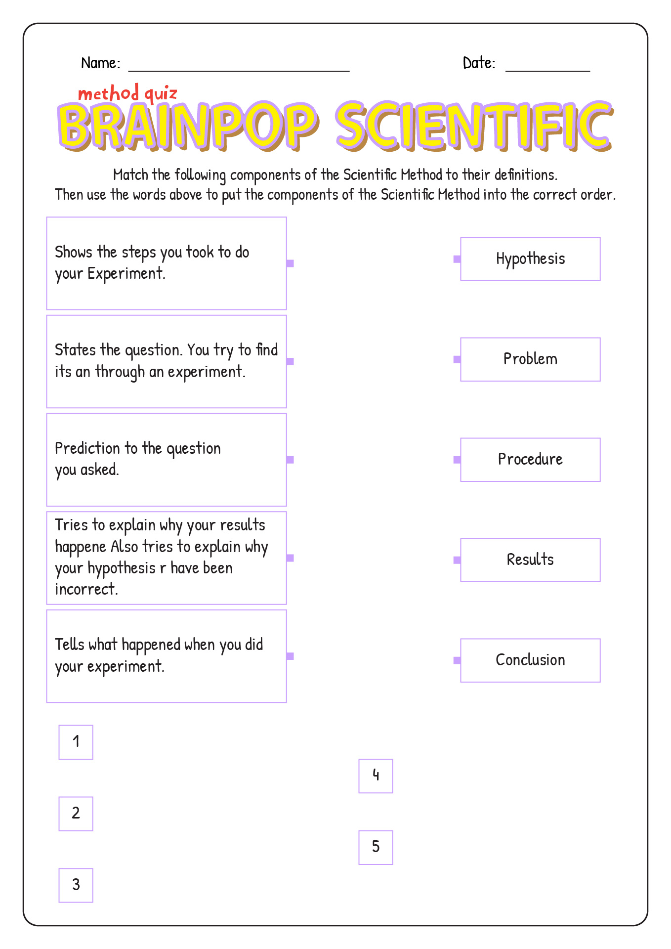 Scientific Method Worksheet Answer Key