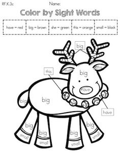 Christmas Kindergarten Worksheets Sight Words