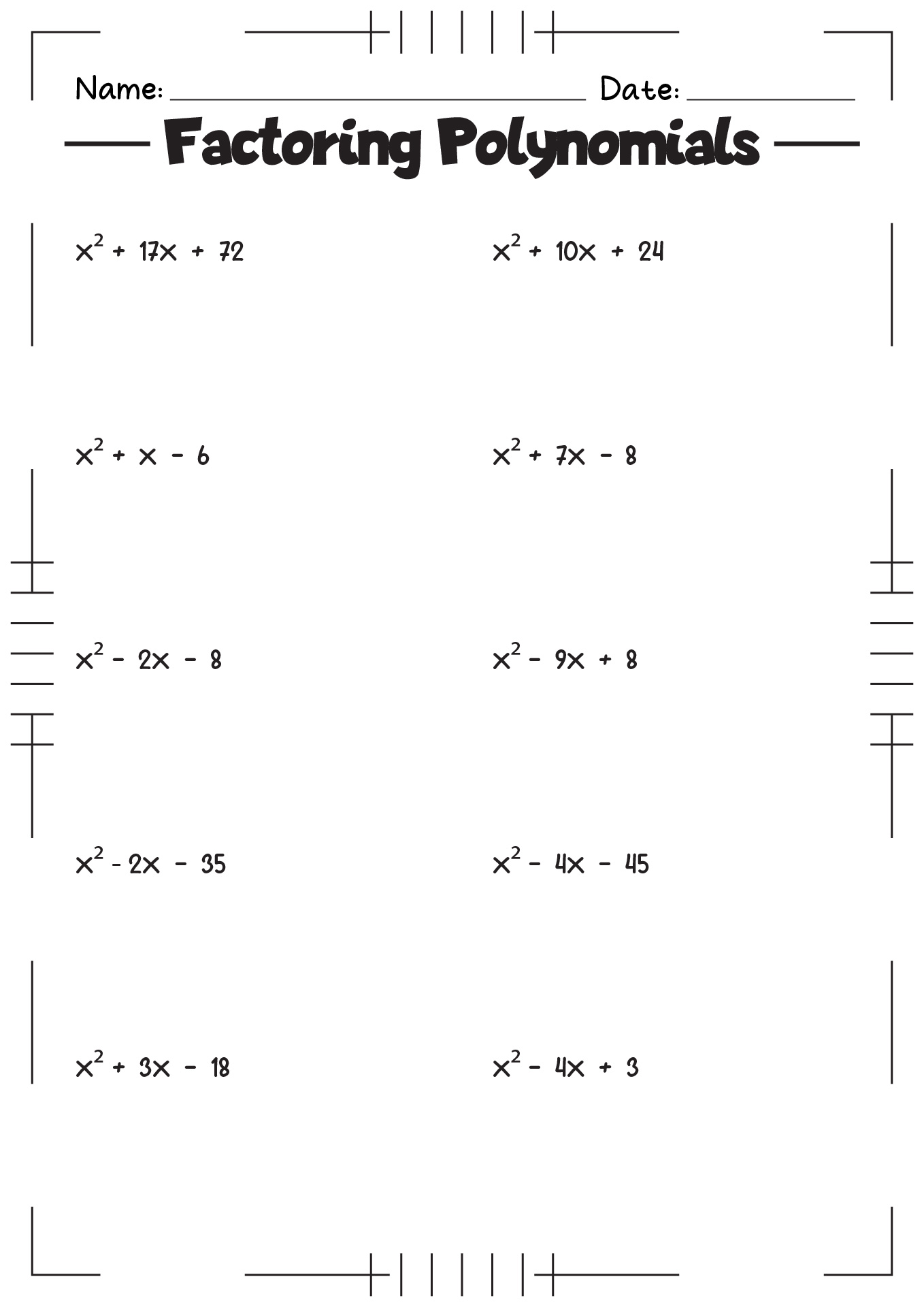 11 Best Images of Factoring Worksheets Algebra II ...