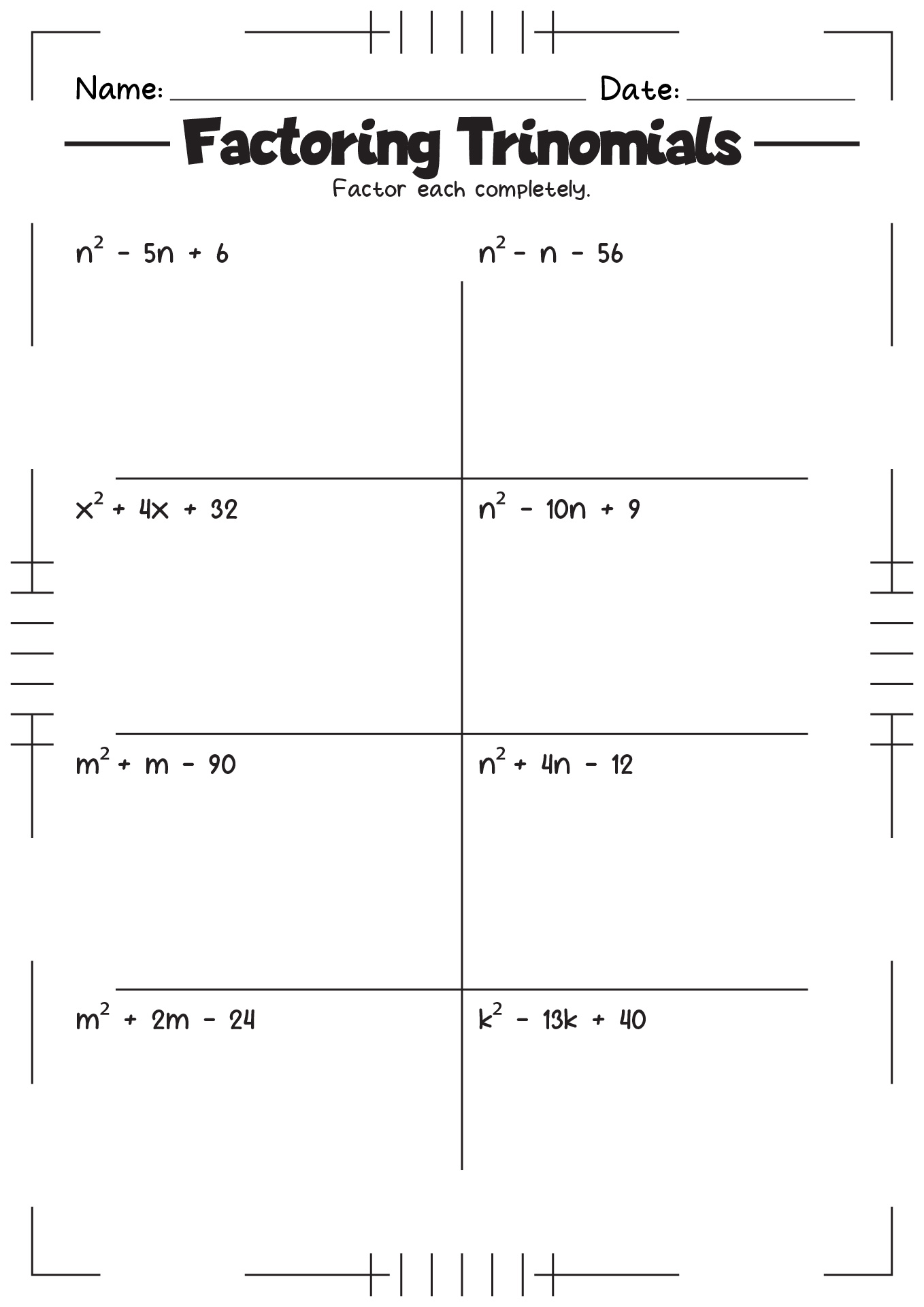 11 Best Images Of Factoring Worksheets Algebra II Algebra 1 Factoring 