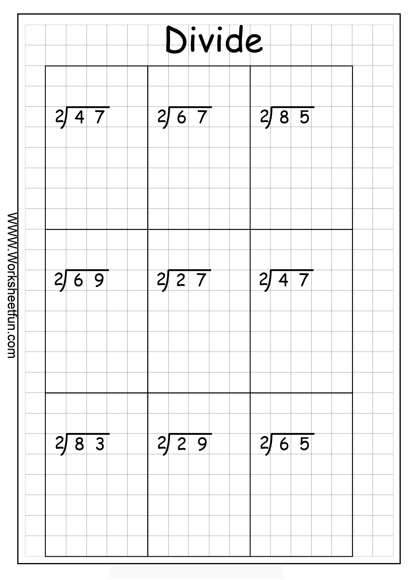 Long Division Worksheets by 2