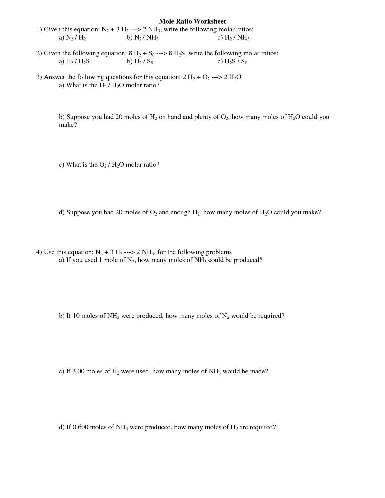 14 Best Images of Mole Conversion Worksheet - Chemistry Mole Problems
