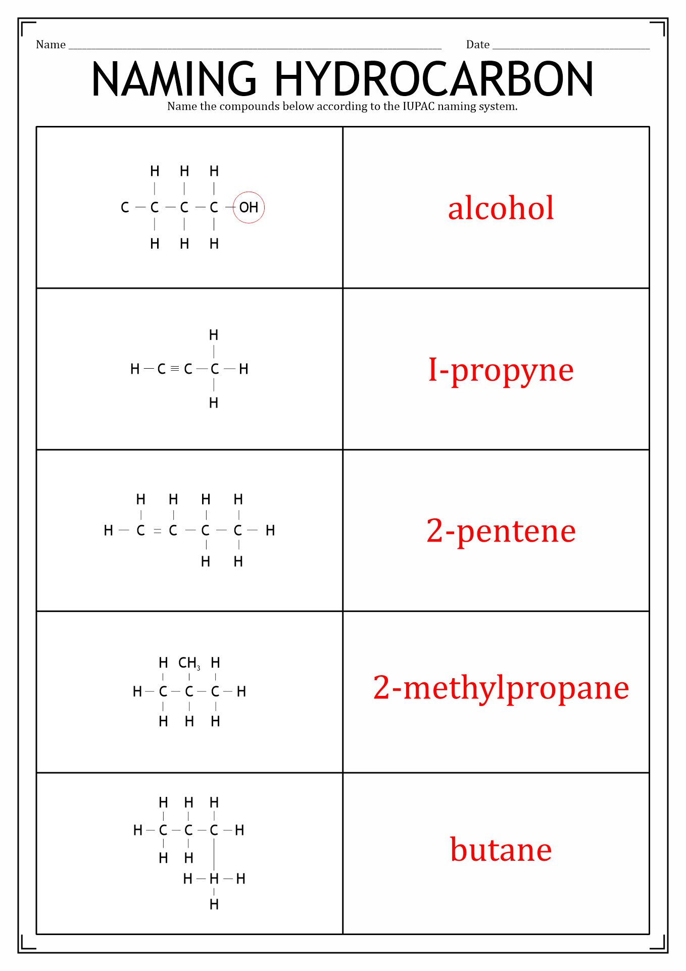 hydrocarbons-worksheet-answers