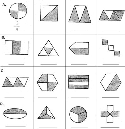 Shaded Fraction Shapes