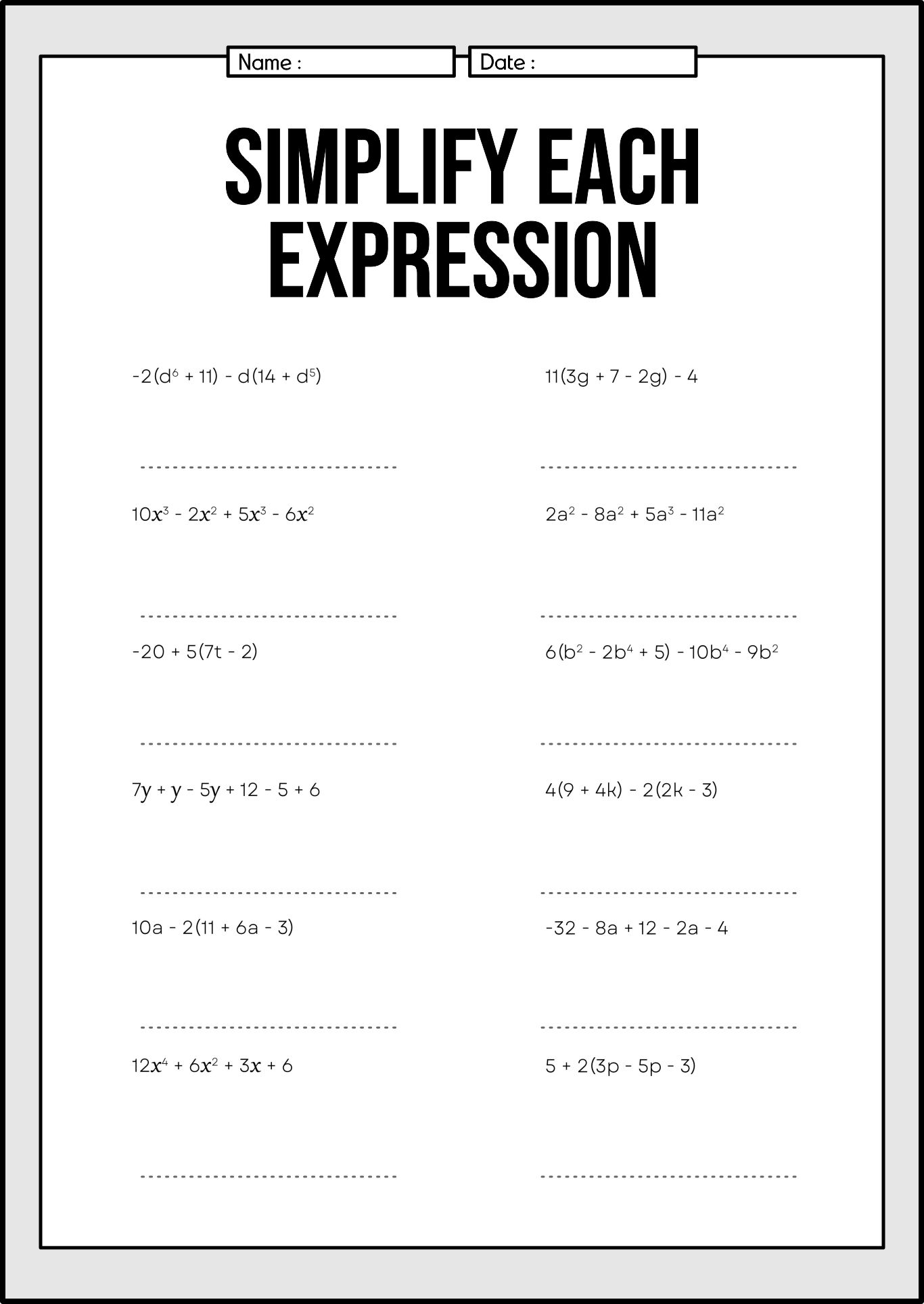 15 Best Images of Algebraic Expressions Worksheets 7th Grade - Math