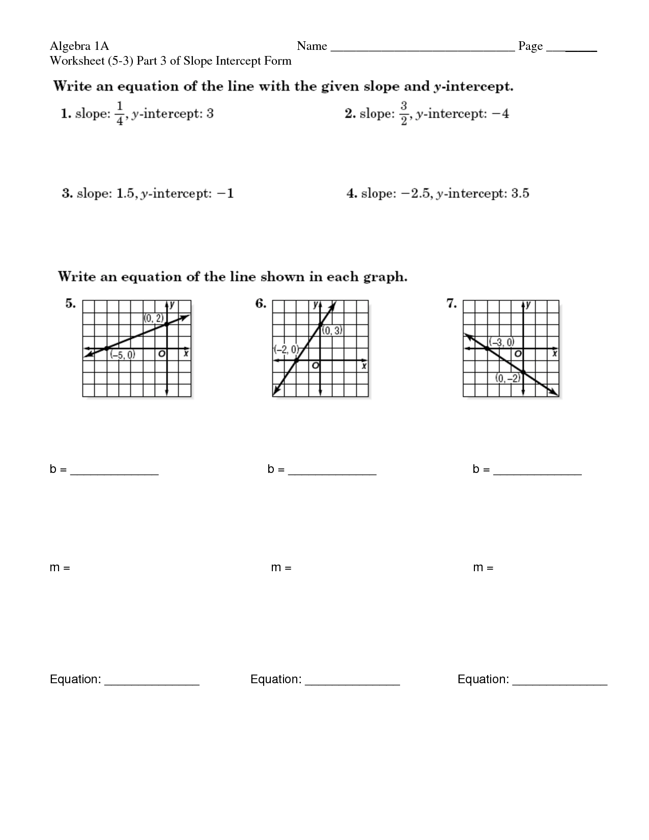 Point Slope Slope Intercept And Standard Form Worksheets  writing equations in point slope form 