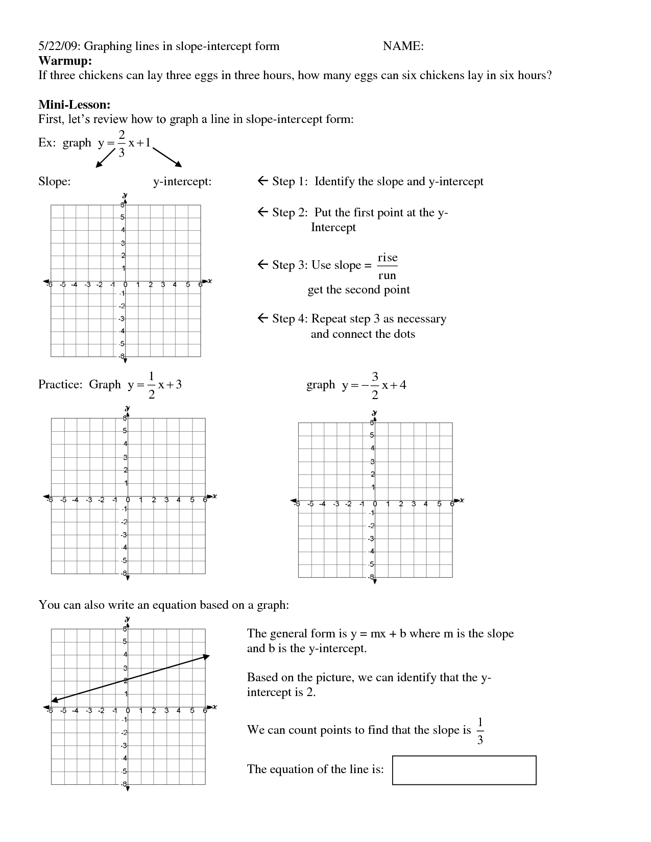 16 Best Images of SlopeIntercept Form Worksheets  SlopeIntercept Form Worksheet, Slope 