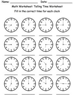 Teaching Telling Time Worksheets