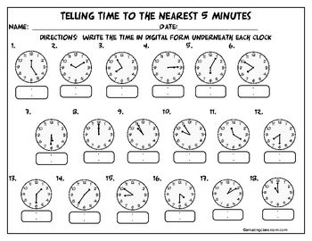 16 Best Images of Worksheet Time To 15 Minutes - Reading Analog Clock