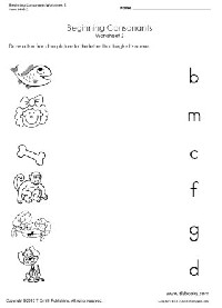 Beginning Consonant Sound Worksheets